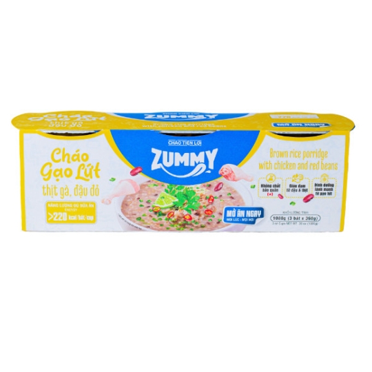 Cháo Tiện Lợi Zummy - Thịt Gà Đậu Đỏ (Pack 3)