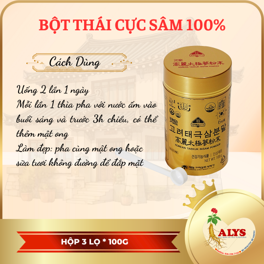 Bột thái cực sâm 100% (100g x 3)-4mg/g – Daedong