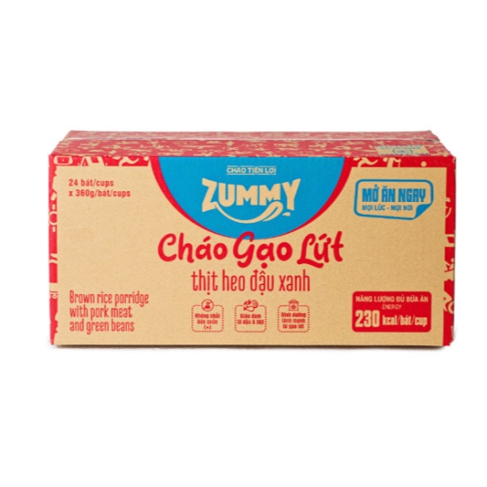 Cháo Tiện Lợi Zummy - Thịt Heo Đậu Xanh (Thùng 24 bát)