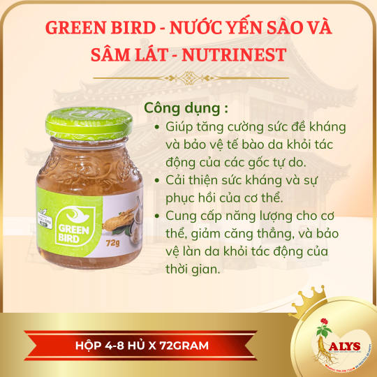Green Bird - Nước yến xào và sâm lát (8 hủ x 72gr)