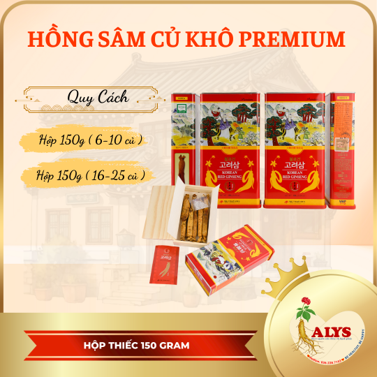 Hồng sâm củ khô 150g (6-10 củ) Premium