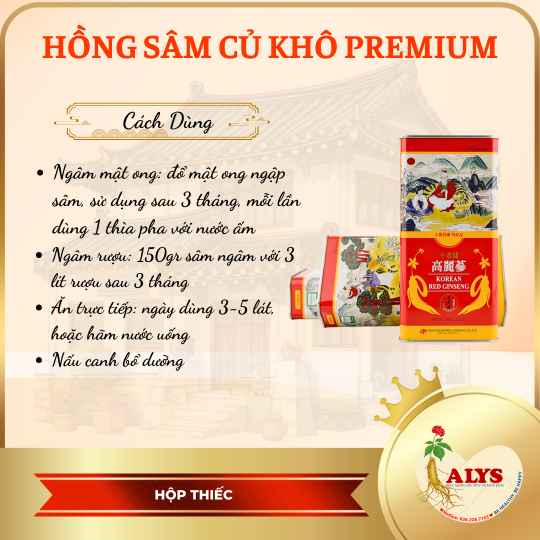Hồng sâm củ khô 150g (6-10 củ) Premium