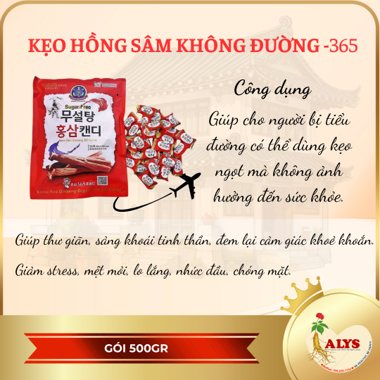 Kẹo hồng sâm không đường (500gr) - 365