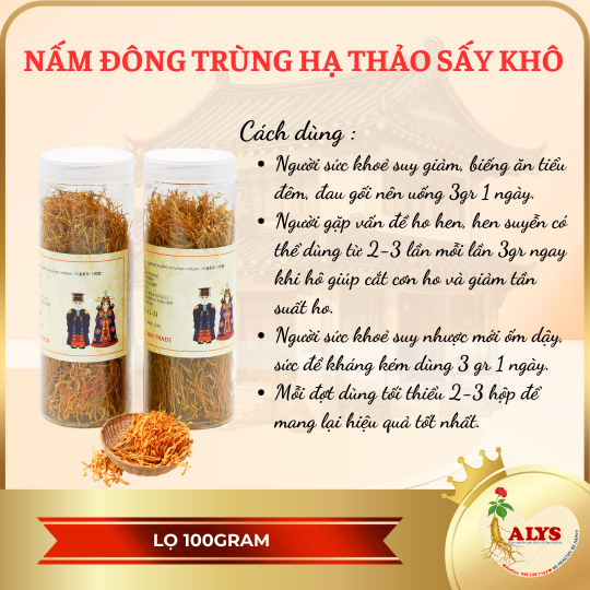 Nấm đông trùng hạ thảo sấy khô 100g/lọ