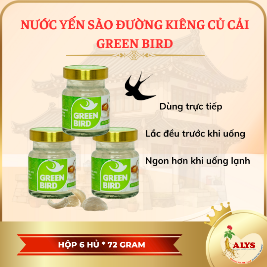 Nước Yến Sào Đường Kiêng Củ Cải GreenBird ( Hộp 6 hủ * 72gr )